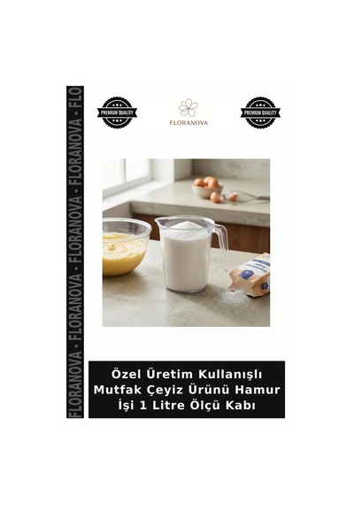 Özel Üretim Kullanışlı Mutfak Çeyiz Ürünü Hamur İşi 1 Litre Ölçü Kabı Çok Renkli