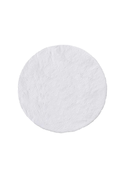 Vl Oval Comfort Overloksuz Beyaz Peluş Halı Beyaz Daire Overloksuz