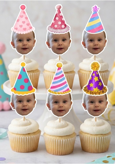 12 Li Fotoğraflı Cupcake Parti Kürdanı