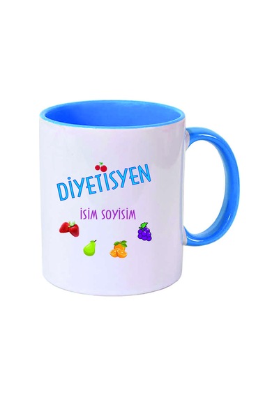 Diyetisyen Temalı Kupa Bardak Kişiye Özel İsim Tasarımlı Çok Renkli