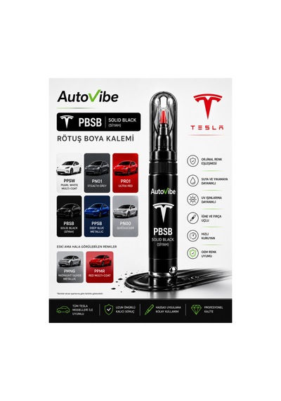 Tesla Rötuş Boya Kalemi Pbsb Solid Black 2 Si 1 Arada