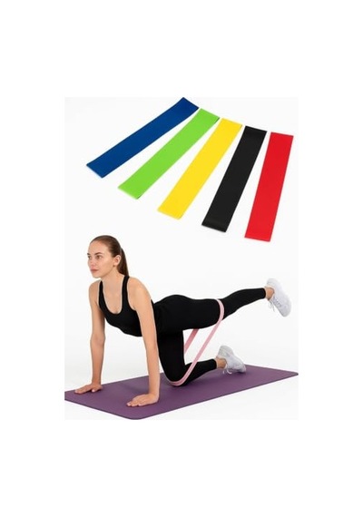 5'li Direnç Bandı Seti Pilates Ve Fitness Egzersiz Lastiği Açık Bej