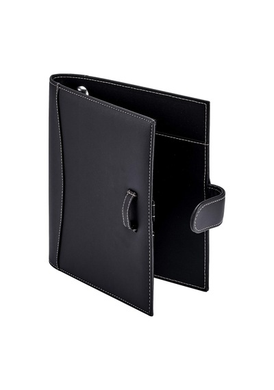 " Mini Executive Deri Portföy Klasörü, 1" Halka Bağlayıcı Ve 250 Sayfalık Kapasite, Not Defterleri Ve 5.5" X 8.5" Belgeler, 2 Kalem Döngüsü, Siyah Suni Deri" 98294