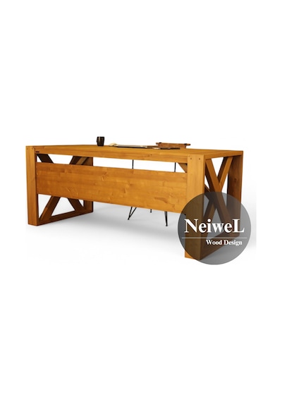 Neiwel Owen Doğal Ahşap Çalışma Ve Ofis Masası-80cm-200cm Açık Ceviz