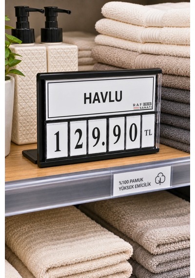 5 Adet - Fiyat Kasetlik Manav Kasap Şarküteri Etiketi Rakamlı Fiyatlık Ayaklı Küçük Boy 77x62 Mm Siyah
