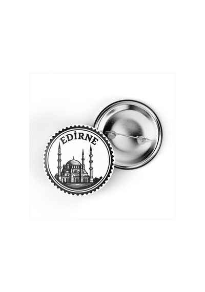 5 Adet İğneli Çanta Rozeti - Eski Cami - Edirne - 44 MM Çok Renkli
