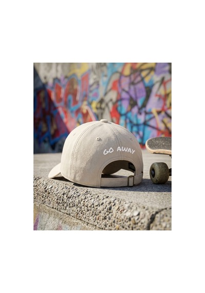 Emybox Krem Unisex Arkası Baskılı Yıkamalı Pamuk Şapka -arkası Yazılı Ayarlanabilir Eskitme Vintage Kep Bej