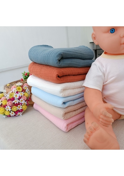 4 Kat Müslin Bebek Battaniyesi 80x90cm Çok Amaçlı Örtü Battaniye Havlu Yenidoğan Hediyelik Mint