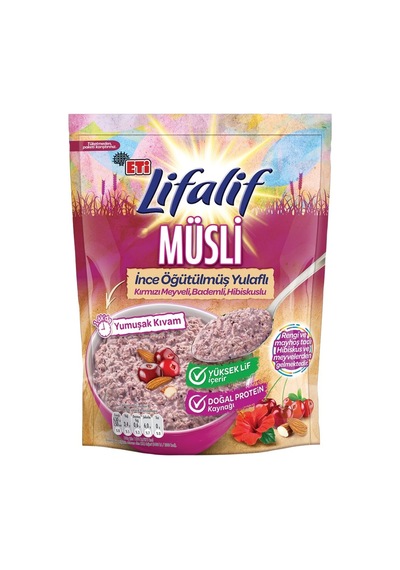 Eti Lifalif İnce Çeşnili Yulaf Ezmesi 250g - Kırmızı Meyveli & Bademli 3'li Ekonomik Paket - 3 Tarı