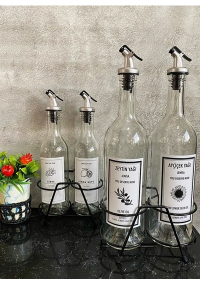 2li Standlı 750 Ml Yağlık 2li 375 Ml Sirkelik Limonluk Mutfak Yağ