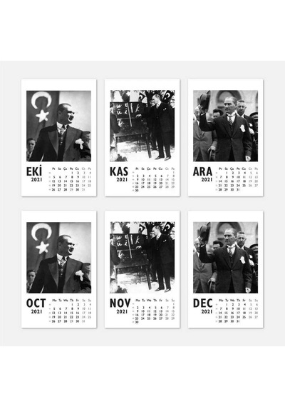 Atatürk Fotoğraflı 2027 Masa Takvimi - Dikey Siyah Beyaz