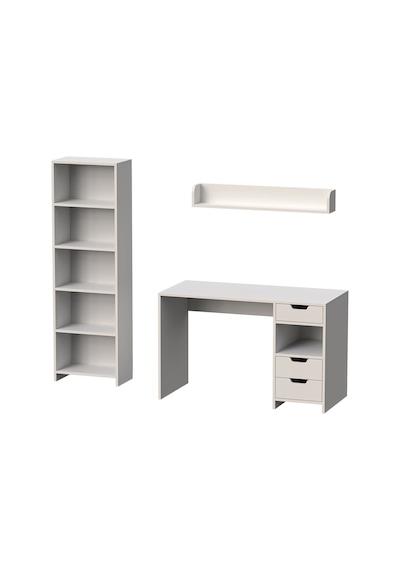 Trio Kitaplıklı Çalışma Masası Beyaz