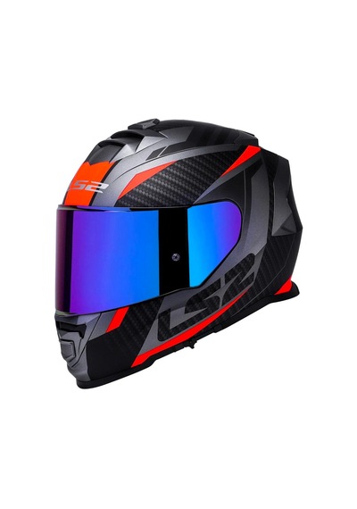 Ls2 Storm 2 Racer Full Face Motosiklet Kaskı Şeffaf + Gökkuşağı Vizörlü Mat Titanyum - Turuncu