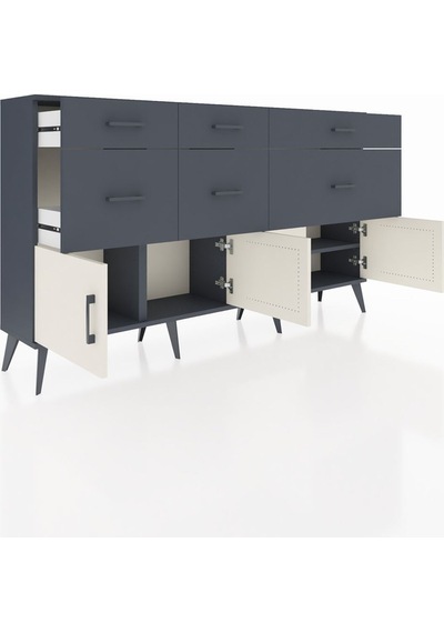 Arges Konsol Tek Raflı 6 Çekmeceli 4 Kapaklı 176x30x99 Antrasit-aytaşı/antrasit Aytası/antrasıt - Antrasıt Arges Konsol Tek Raflı 6 Çekmeceli 4 Kapaklı 176x30x99 Antrasit-aytaşı/antrasit Aytası/antrasıt - Antrasıt