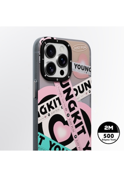 Apple Uyumlu iPhone 15 Pro Max Kılıf Magsafe Özellikli Airbagli Çift Katmanlı Youngkit Flipped Serisi Kapak Mavi Mavi
