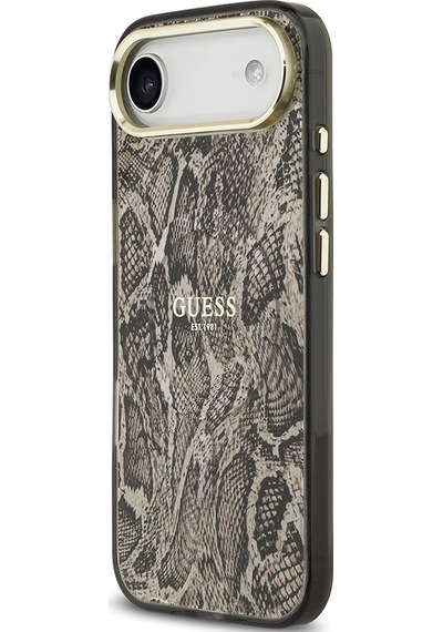 Apple Uyumlu iPhone 17 Air Kılıf Guess Lisanslı M-safeli Yazı Logolu Python Desenli Kapak Kahverengi Kahverengi