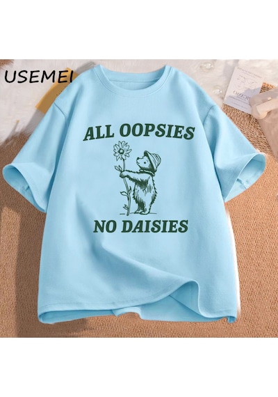 Flood Of Style Tüm Oopophiçbir Sies Yalar Komik Rakun Meme T Shirt Pamuk Erkek T Shirt Rahat Kısa Kollu Unis Mavi