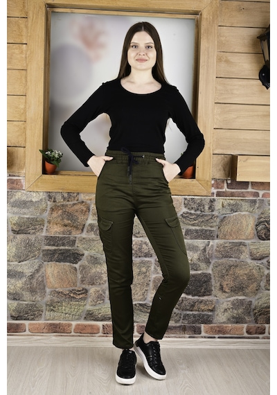 Black Steel Bel ve Paça Lastikli Kargo Cep Fermuarlı Pantolon-4444 Qkbyn4444