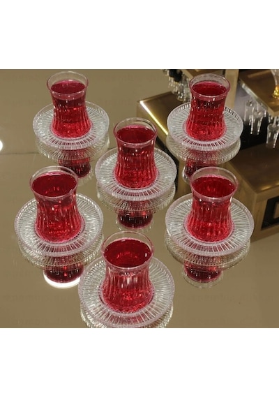 6 Lı Cam Çay Tabağı Kase Sadece Tabak