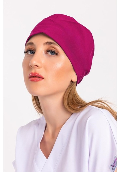 Unisex Düz Koyu Pembe Doktor Hemşire Hastane Medikal Cerrahi Bonesi Pembe