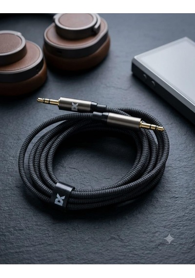 3.5mm Çivi Jack Aux Kablosu Metal Uçlar Hasır Sarım 1 Metre Ac-01