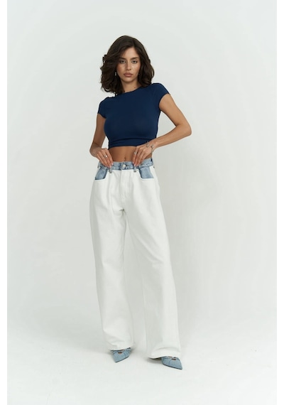 1606 - Mai Collection Toppin İndigo Penye Crop İndigo