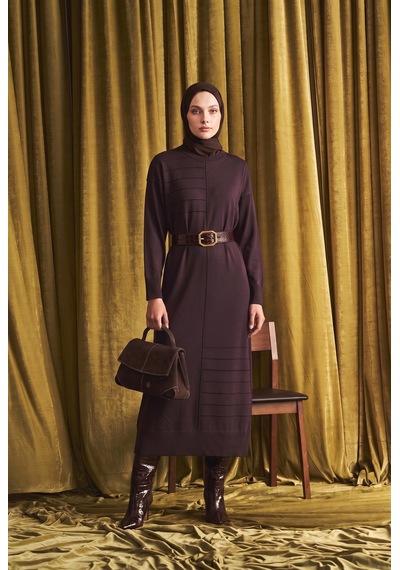 Armine Trend Asimetrik Pilise Detaylı Bisiklet Yaka Uzun Kollu Kemerli Triko Elbise Kahverengi 26ktd912 Armine Trend Asimetrik Pilise Detaylı Bisiklet Yaka Uzun Kollu Kemerli Triko Elbise Kahverengi 26ktd912