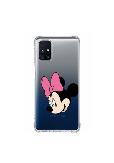 Samsung Galaxy Uyumlu M31s Köşe Korumalı Antişok Kapak Minnie Mouse Tasarımlı Şeffaf Kılıf