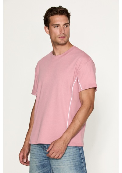 Grimelange Studıo Erkek Organik Pamuklu Biyeli Kısa Kollu Pembe T-shirt