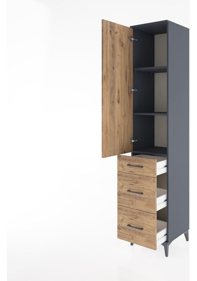 Hyperion Dolap 3 Raflı 3 Çekmeceli Tek Kapaklı 44x44x221 Antrasit-çam Antrasit Hyperion Dolap 3 Raflı 3 Çekmeceli Tek Kapaklı 44x44x221 Antrasit-çam Antrasit