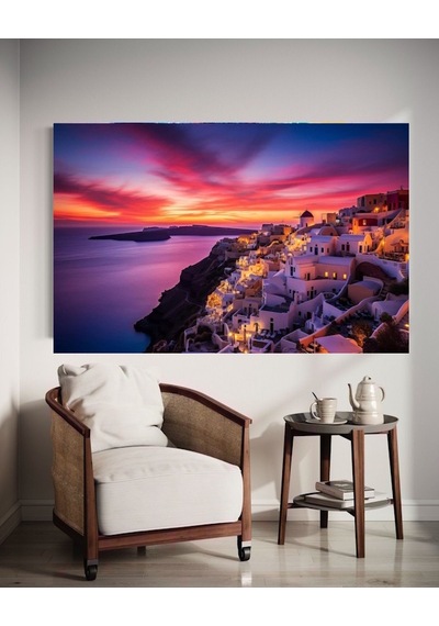 Santorini Adası Gün Batımı Ev Duvar Salon Güzellik Salonu Ofis Dükkan Dekarasyon Kanvas Tablo