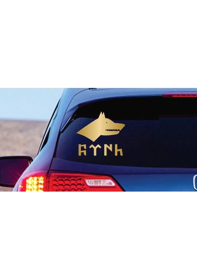 Kurt Ve Göktürkçe Türk Sticker - Araba Oto Motosiklet Karavan Cam Sticker - 00261 10X9 Cm
