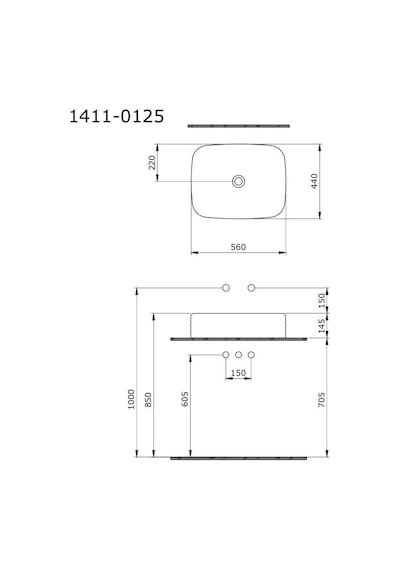 Bocchi New Age Tezgah Üstü Lavabo 55 Cm - 1411-001-0125 Beyaz