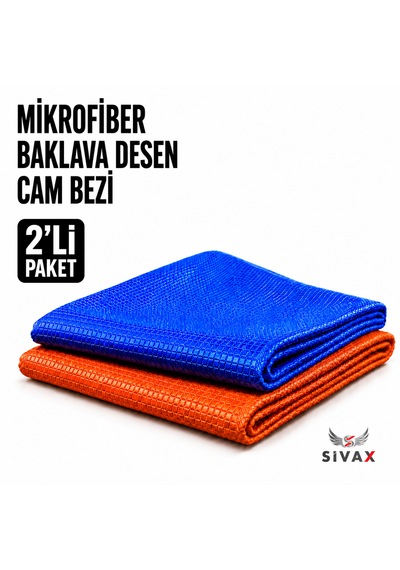 40x40 Mikrofiber Cam Bezi 2 Li Paket Baklava Desen Araç Cam Bezi