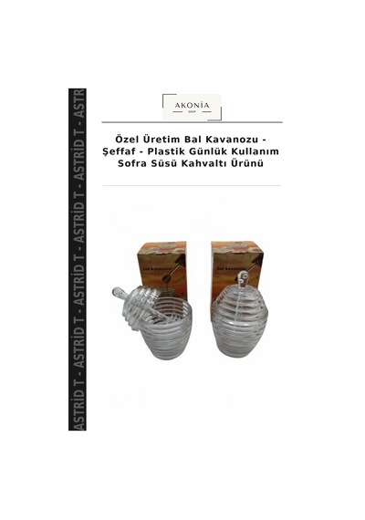Özel Üretim Bal Kavanozu - Şeffaf - Plastik Günlük Kullanım Sofra Süsü Kahvaltı Ürünü Çok Renkli
