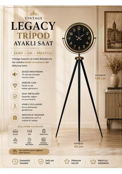 Black Legacy Eskitme Tripod Ayaklı Saat
