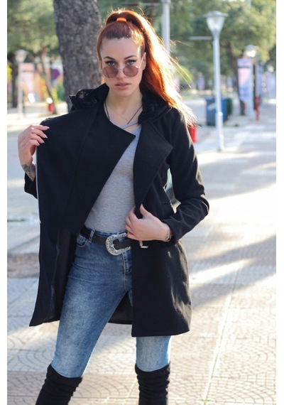 Barbora Kışlık Kürklü Kaşe Kadın Kaban 822siyah9 001
