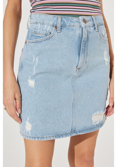 Lee Regular Fit Normal Kesim %100 Pamuk Yüksek Bel Mavi Jean Kot Etek L231062XT Mavi