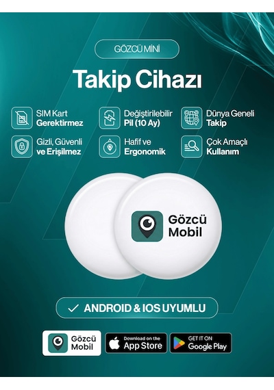 Gözcü Mobil Mini Ios Android Uyumlu Airtag Geçmişe Dönük Konum Gps Araç Motor Çocuk