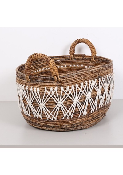Ürgüp 50x40x35 Cm. Doğal Abaka El Yapımı Oval Sepet Xl Bej