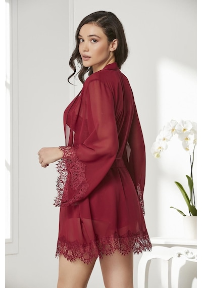 Pierre Cardin 4lü Gecelik Sabahlık Şort Çeyiz Set 7005 Bordo
