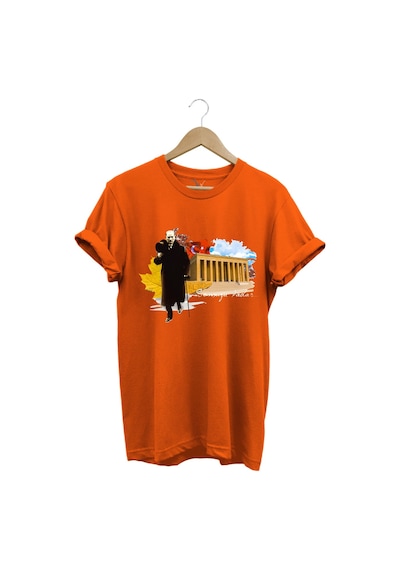 Atatürk Anıtkabir 10 Kasım 29 Ekim 23 Nisan 19 Mayıs Cumhuriyet Sonsuza Kadar Regular Fit T-shirt Turuncu