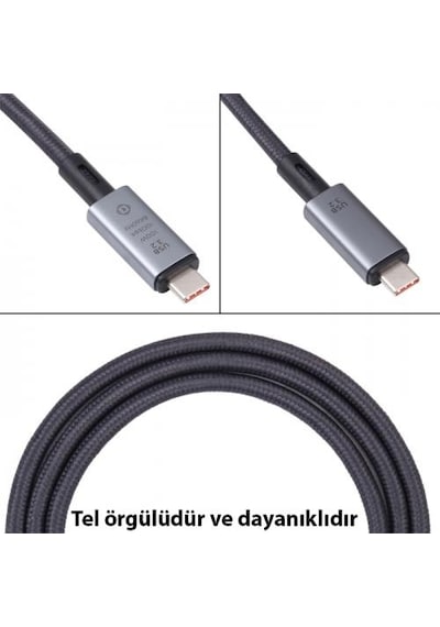 Polham 1MT USB3.2 100W Thunderbolt Type-C to Type-C Şarj, Data ve 8K 60Hz Görüntü Aktarım Kablosu