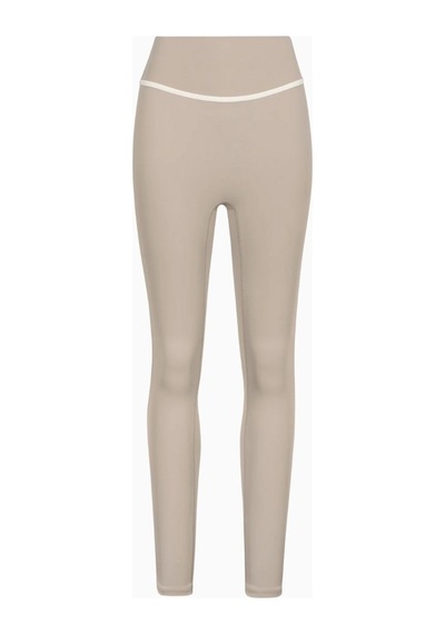 Because Of Alice Base Contrast Trim Leggings Yüksek Bel Şekillendirici Kadın Tayt Bej