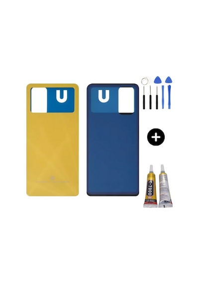 Xiaomi Poco Pocophone X4 Pro Uyumlu Arka Pil Kapağı Sarı + Montaj Seti Çok Renkli