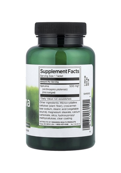 Swanson Vitamins, Spirulina, 500 Mg, 180 Tablets