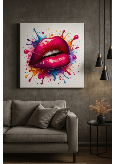 Renk Patlaması Dudak Tasarımı Cam Tablo Pop-art Ve Modern Sanatın En Enerjik Hali