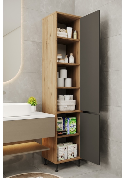 Aeka Ae-2028 Soft 2 Kapaklı Çok Amaçlı Dolap 40x180 Cm Raflı Dar Yüksek Boy Banyo Çok Bölmeli Depolama Dolabı Çam - Antrasit Aeka Ae-2028 Soft 2 Kapaklı Çok Amaçlı Dolap 40x180 Cm Raflı Dar Yüksek Boy Banyo Çok Bölmeli Depolama Dolabı Çam - Antrasit