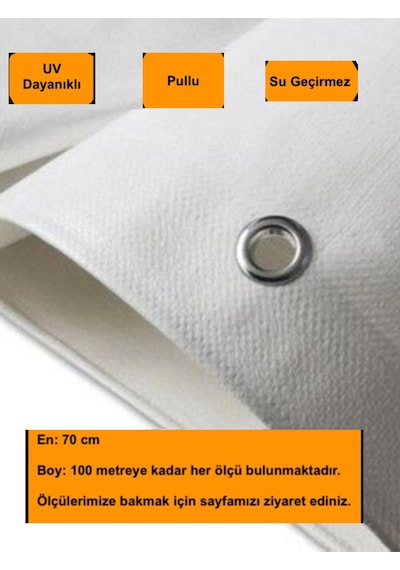 0,7x40 Metre Beyaz Balkon Örtüsü Branda, Balkon Çadır Bezi, Seperatörü, Uv Katkılı