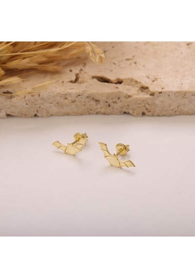 925 Ayar Gümüş Gold Yarasa Küpe Gold